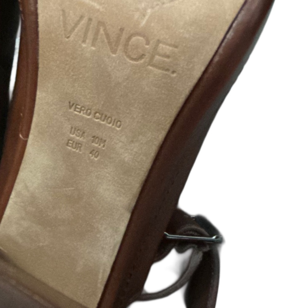 VINCE Women's Tayla High Heel Sling Back Mule Brown Leather Size 10M - Picture 7 of 8
